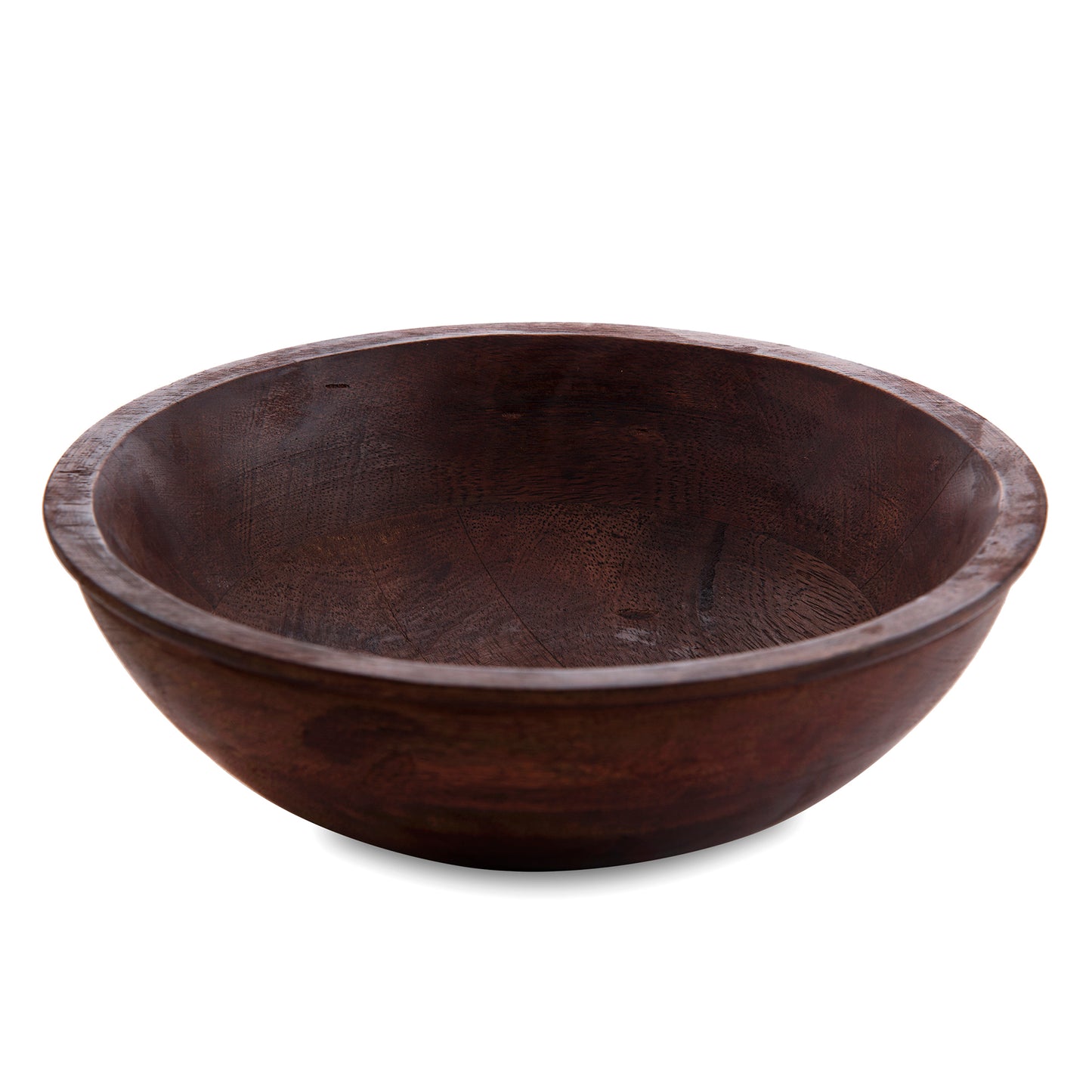 Wooden bowl flat small, Walnut finish, fruit & snack serving bowl