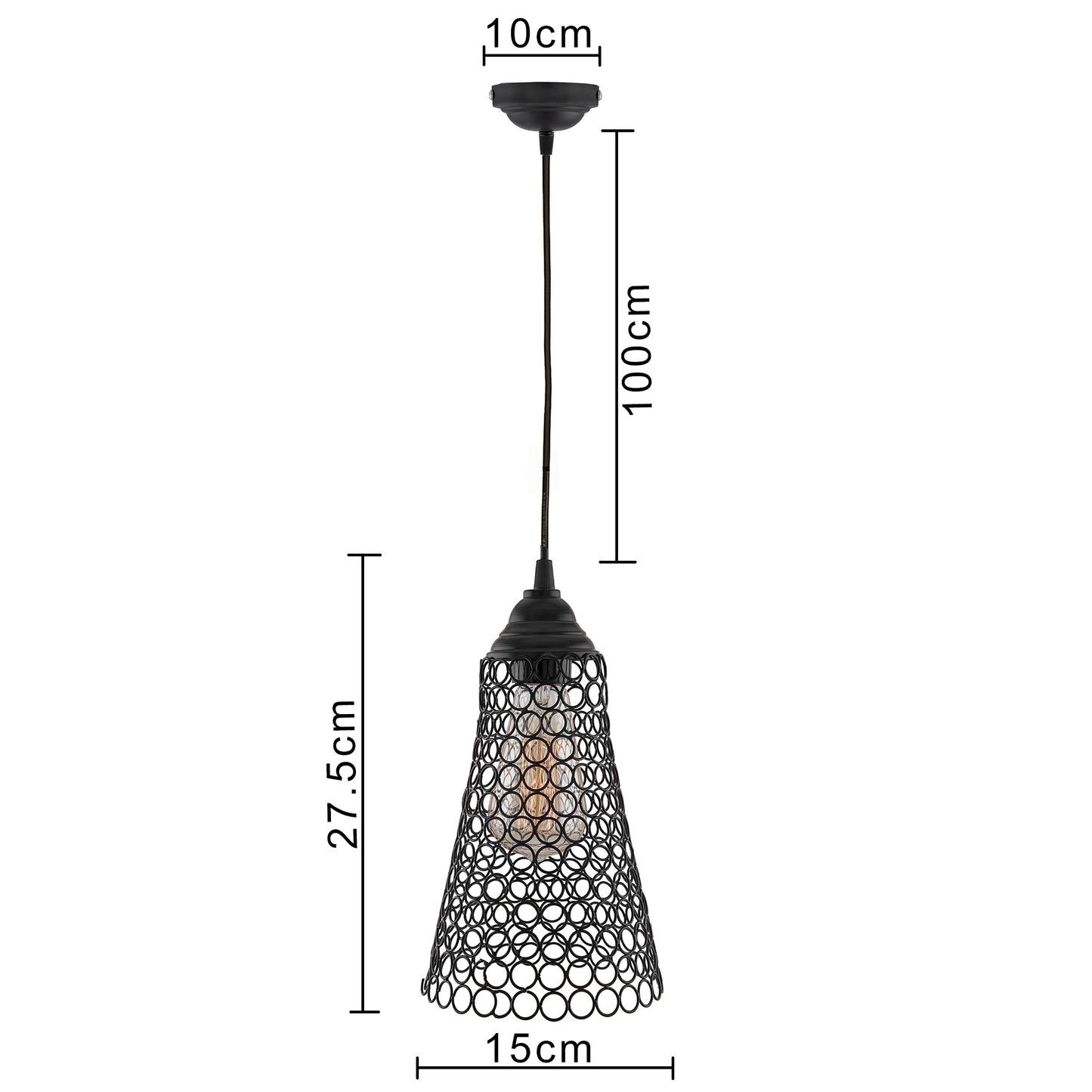 Hanging Black Steel Cone light, hanging light and fixture