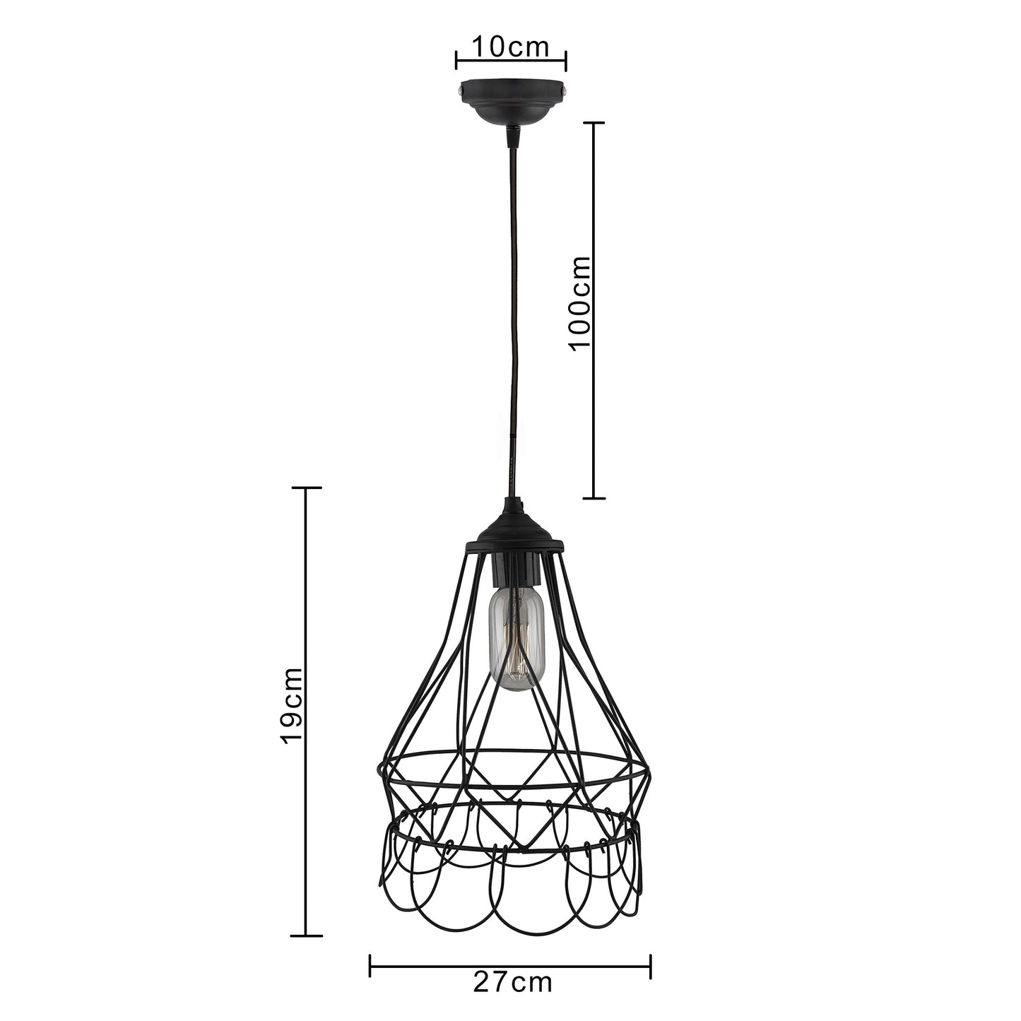 Hanging Black Steel Diamond Pendant, foldable bottom