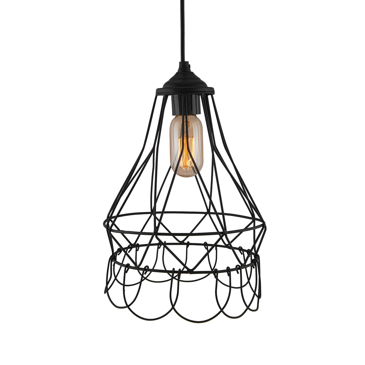 Hanging Black Steel Diamond Pendant, foldable bottom