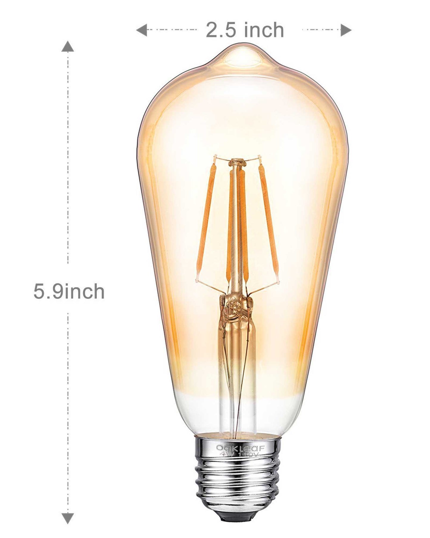 ST64 Pear Shape Filament LED Bulb, 4 Watt, Industrial Decorative Vintage Light Lamp