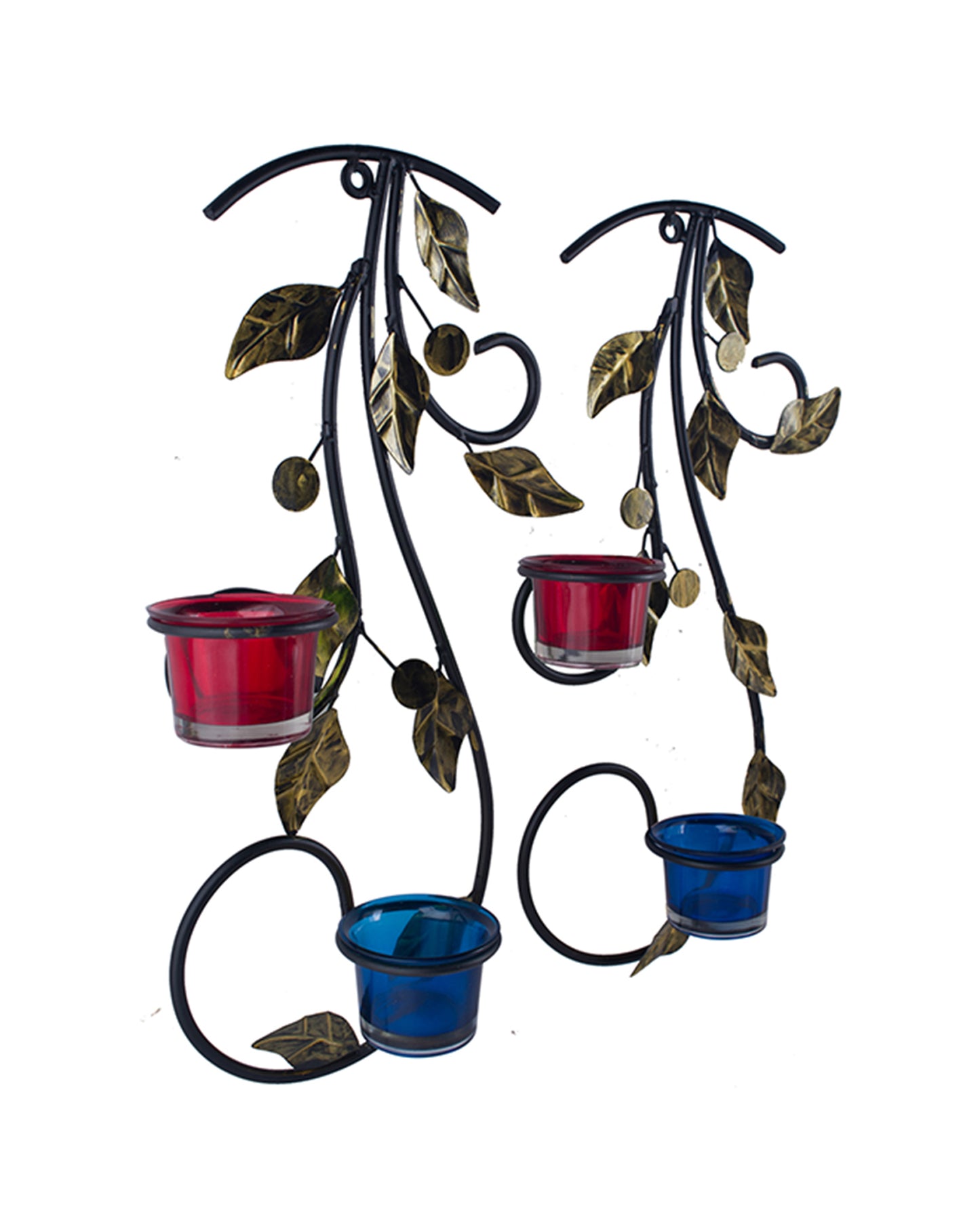 Wall Hanging leafy vine candle stand, Wall Sconce with Glass and candles