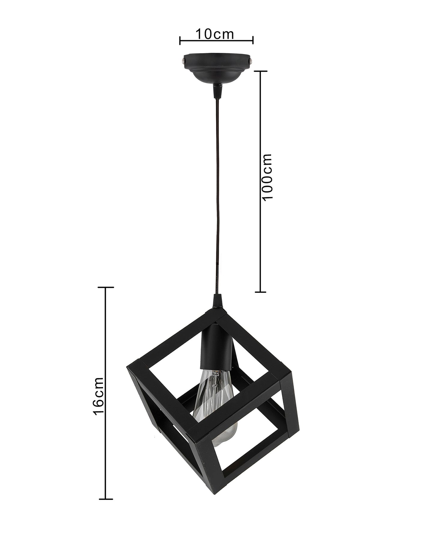 Edison Filament Hanging Cube 6", E27 Holder, Decorative, Black, URBAN Retro, nordic style