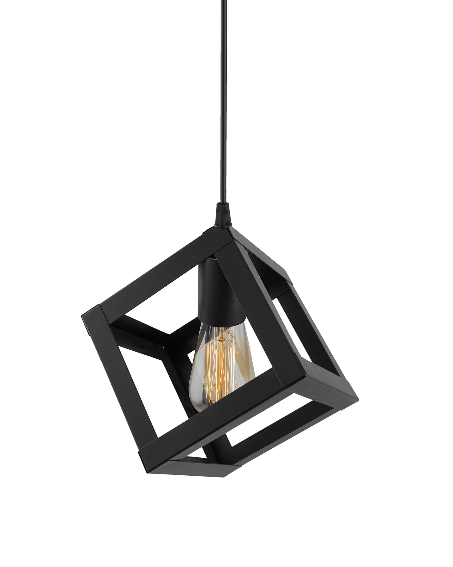 Edison Filament Hanging Cube 6", E27 Holder, Decorative, Black, URBAN Retro, nordic style