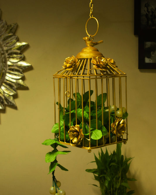 Decorative Hanging Bird Cage, Balcony/Patio Planter cage/hanging Candle holder