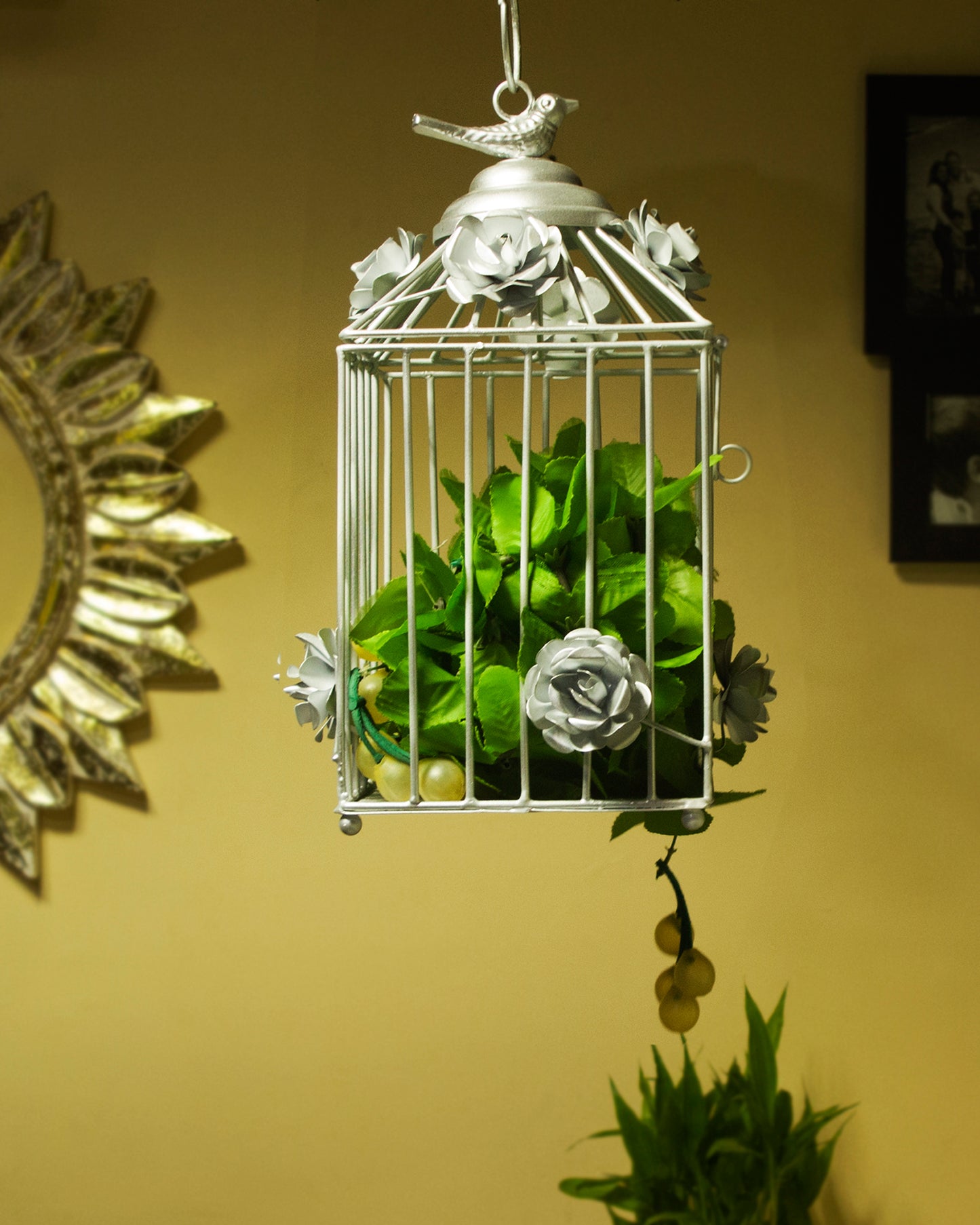Decorative Hanging Bird Cage, Balcony/Patio Planter cage/hanging Candle holder