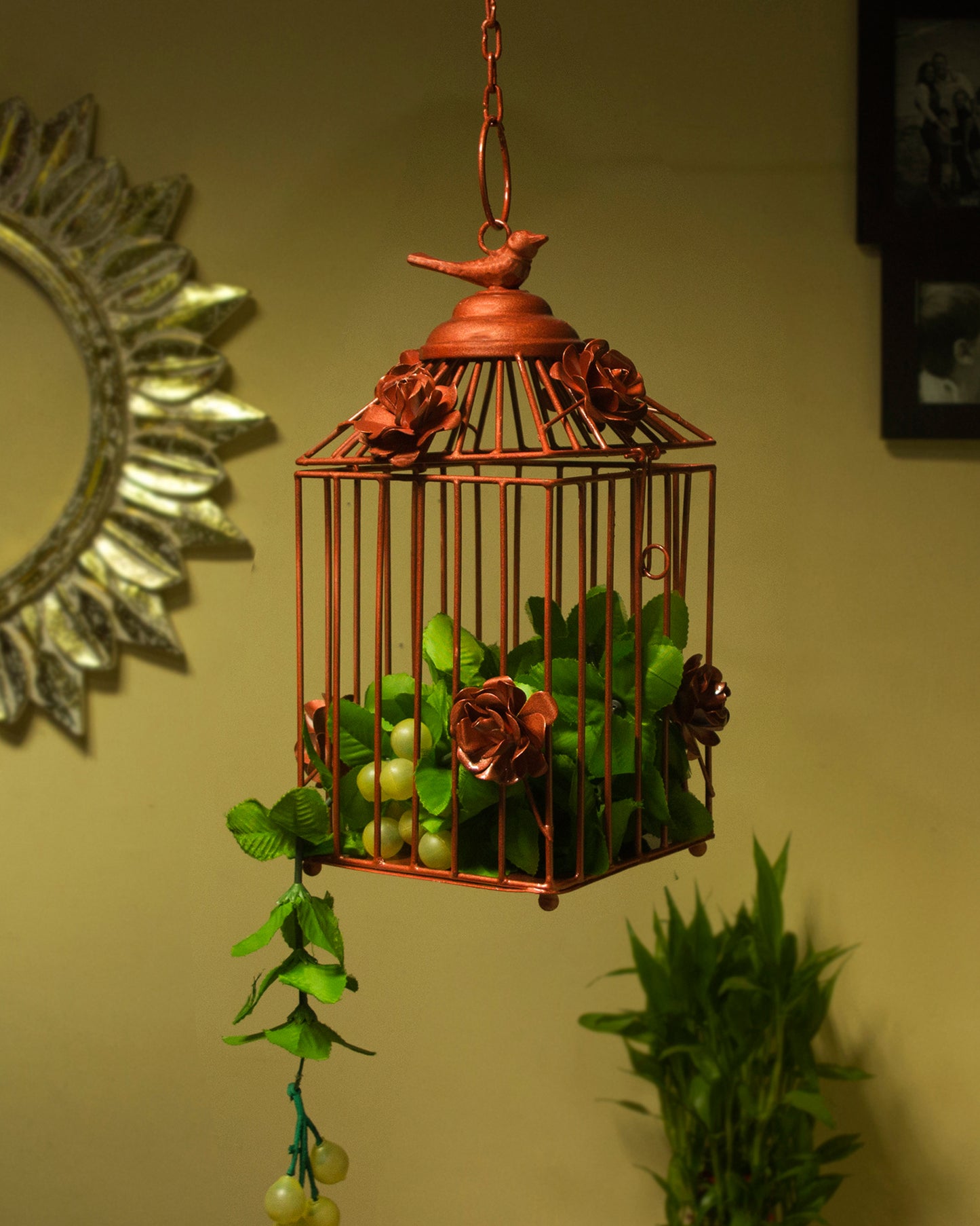 Decorative Hanging Bird Cage, Balcony/Patio Planter cage/hanging Candle holder