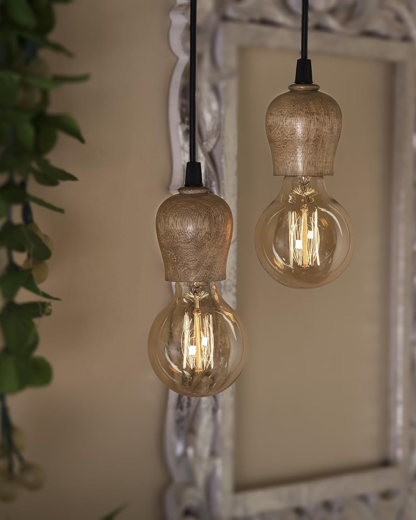 Edison Filament Wooden walnut Bubble Bulb Holder, Urban, retro, nordic style, with fixture