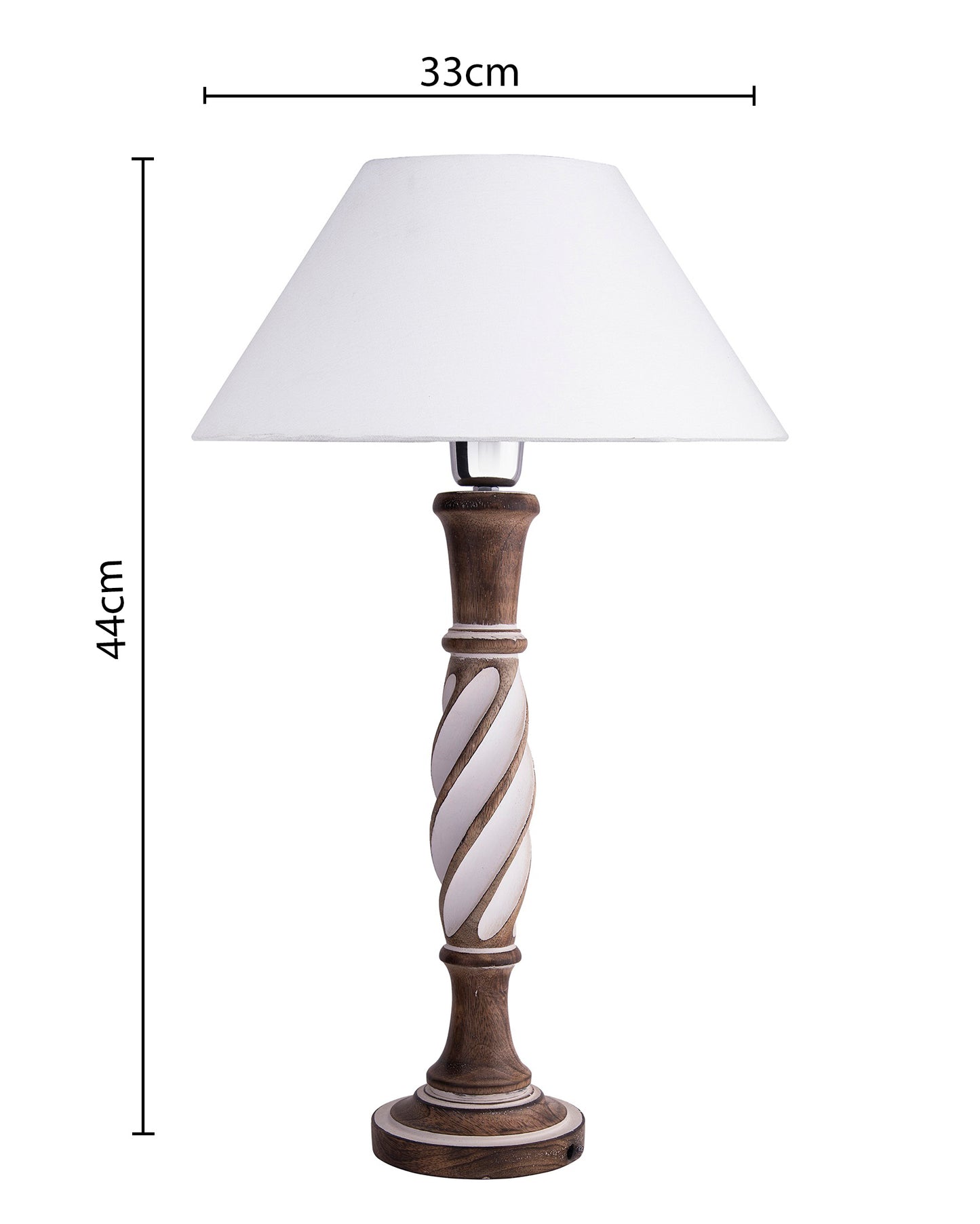 Antique White Twister wooden table lamp with shade
