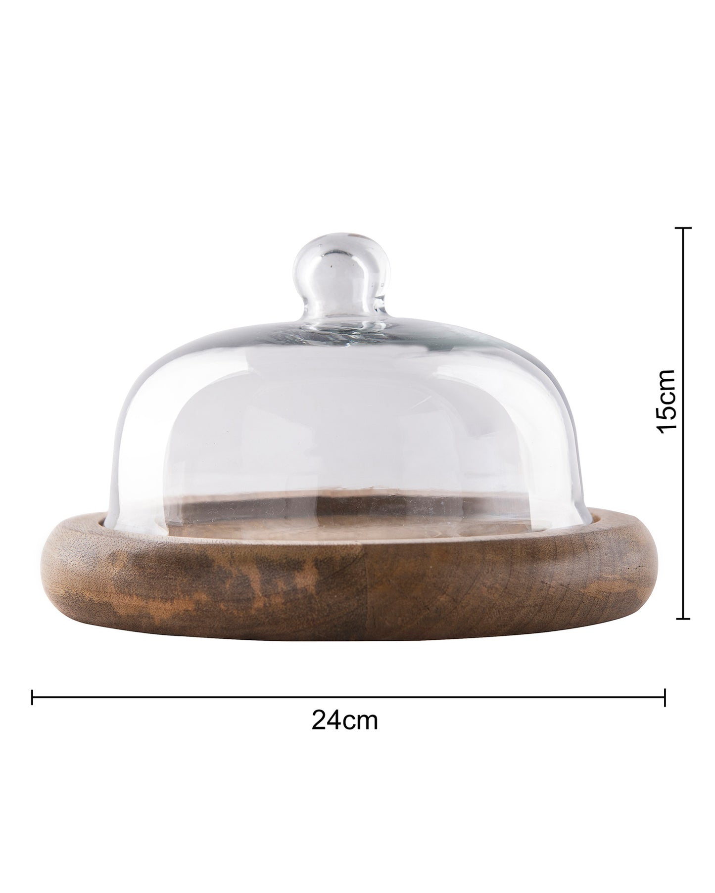 Rustic Flat base cake/cupcake stand with glass dome, cookie/dessert serving platter
