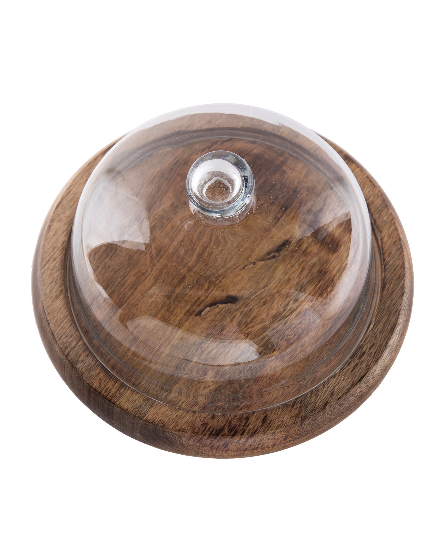 Rustic Flat base cake/cupcake stand with glass dome, cookie/dessert serving platter