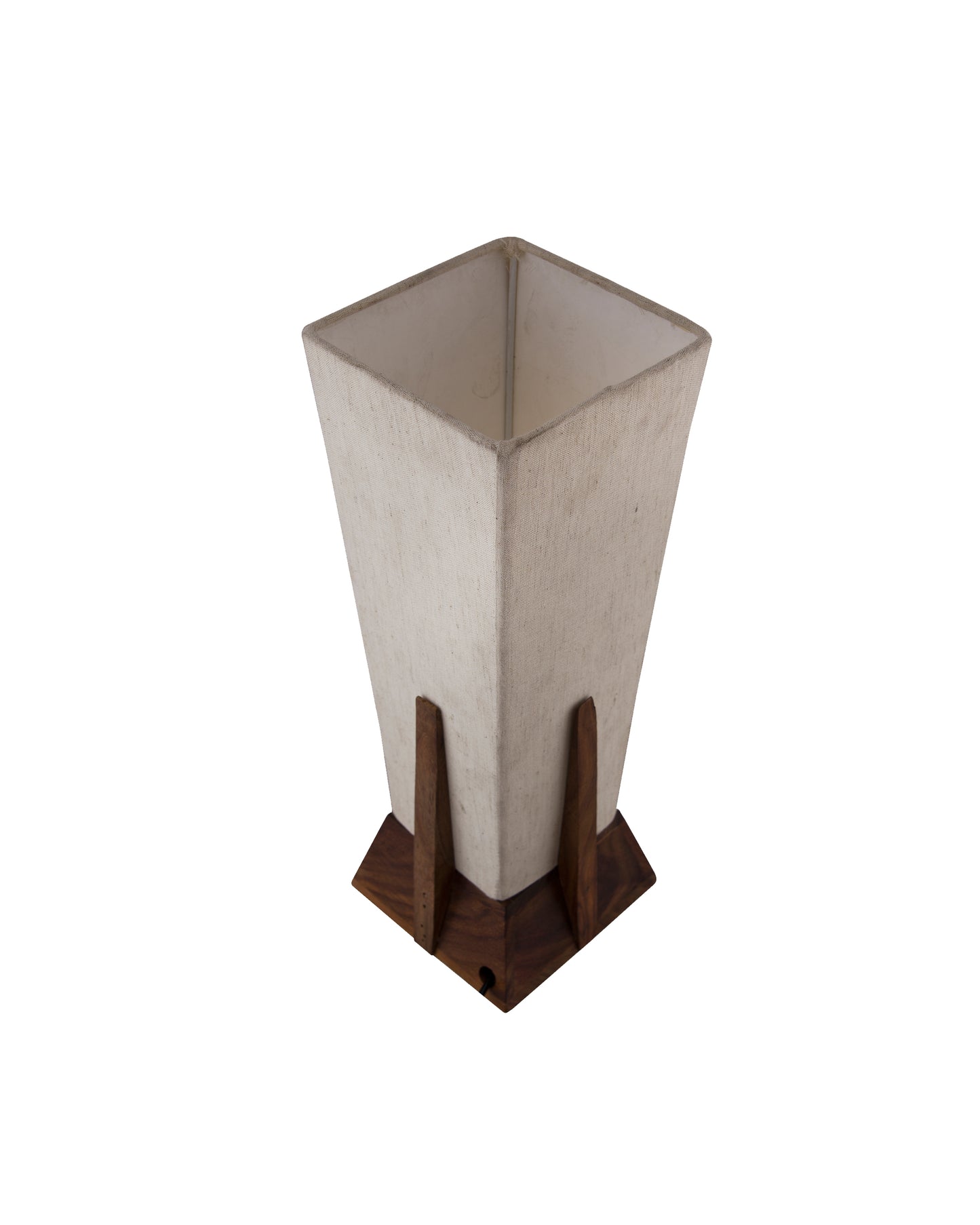 Bedside Table Lamp, Retro Style Wood Pyramid Table Lamp With Khadi Fabric Shade, Nightstand Mini Desk Lamps For Bedroom, Living Room, Baby Room, Bookcase