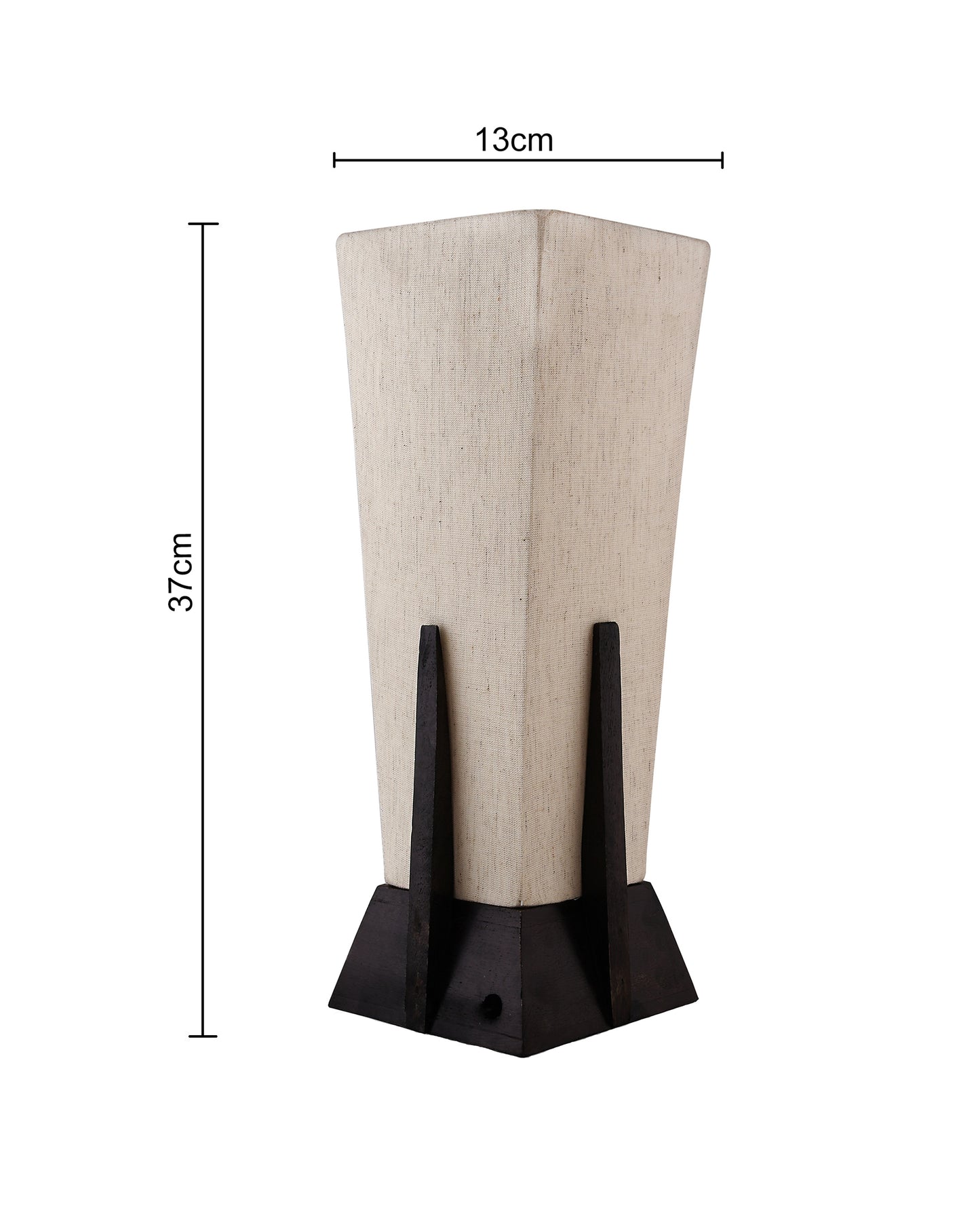 Bedside Table Lamp, Retro Style Wood Pyramid Table Lamp With Khadi Fabric Shade, Nightstand Mini Desk Lamps For Bedroom, Living Room, Baby Room, Bookcase