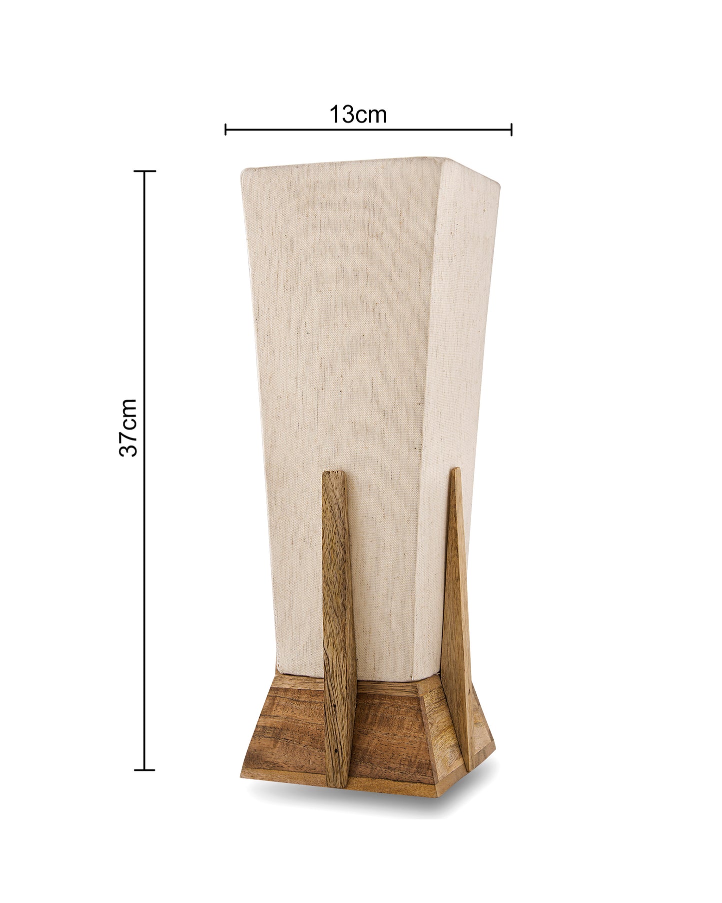 Bedside Table Lamp, Retro Style Wood Pyramid Table Lamp With Khadi Fabric Shade, Nightstand Mini Desk Lamps For Bedroom, Living Room, Baby Room, Bookcase