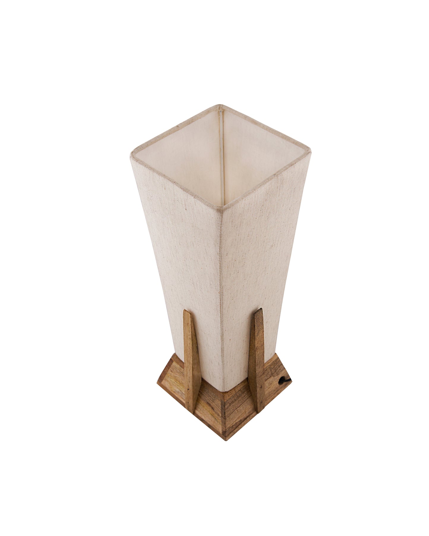 Bedside Table Lamp, Retro Style Wood Pyramid Table Lamp With Khadi Fabric Shade, Nightstand Mini Desk Lamps For Bedroom, Living Room, Baby Room, Bookcase