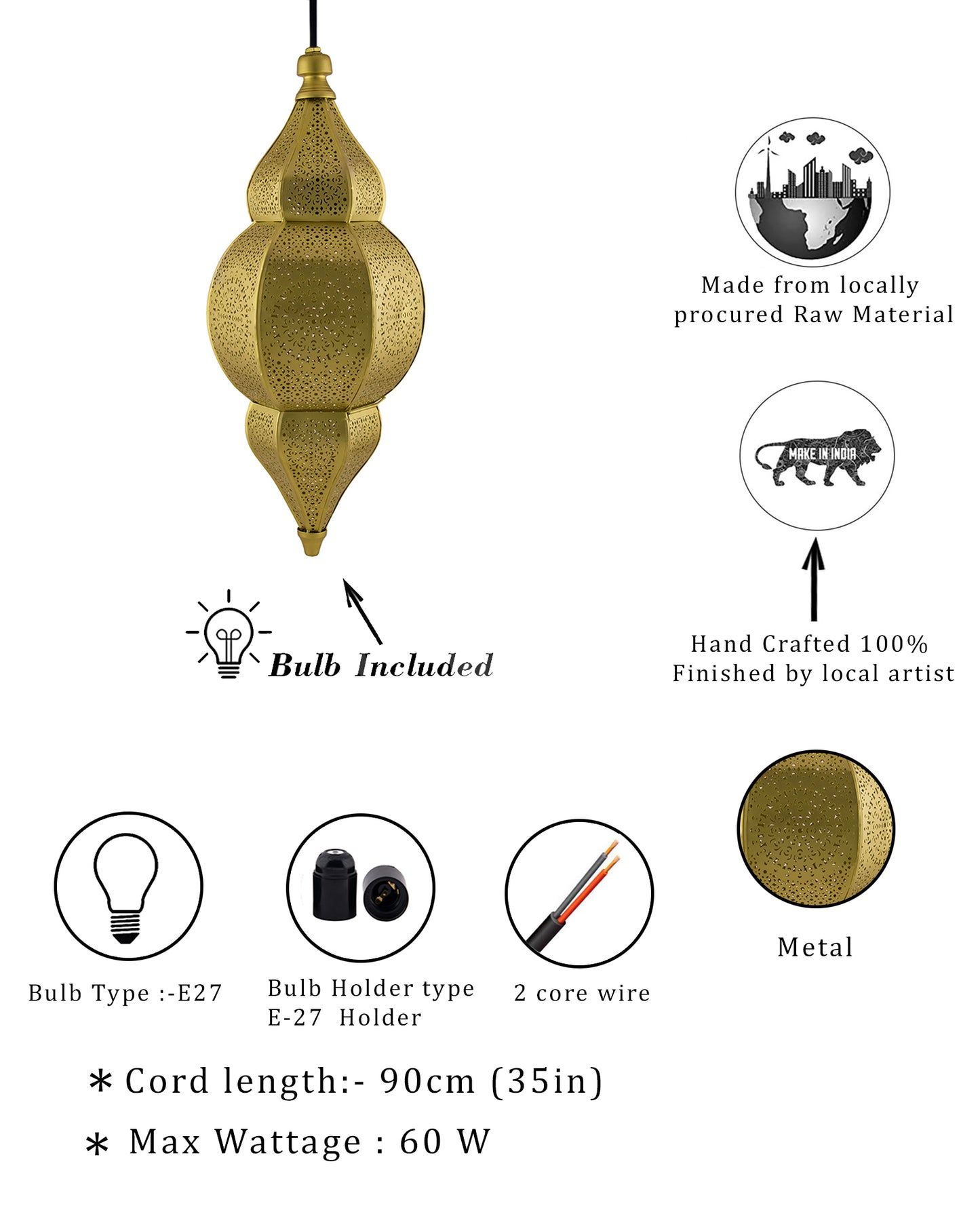 Classic Moroccan Nargis Hanging Lamp, Antique hanging pendant light