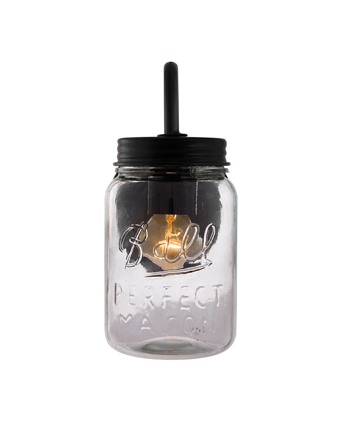 Rustic Matt Black Wall Lamp hanging with Mason jar, Downlight for Home Interior, E27 holder