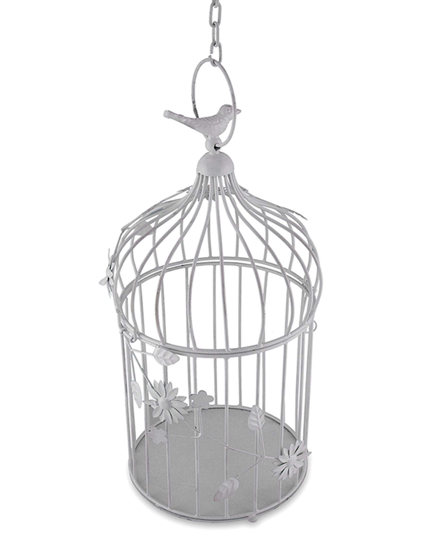 Bird Cage with Floral Vine Large Single, with hanging chain