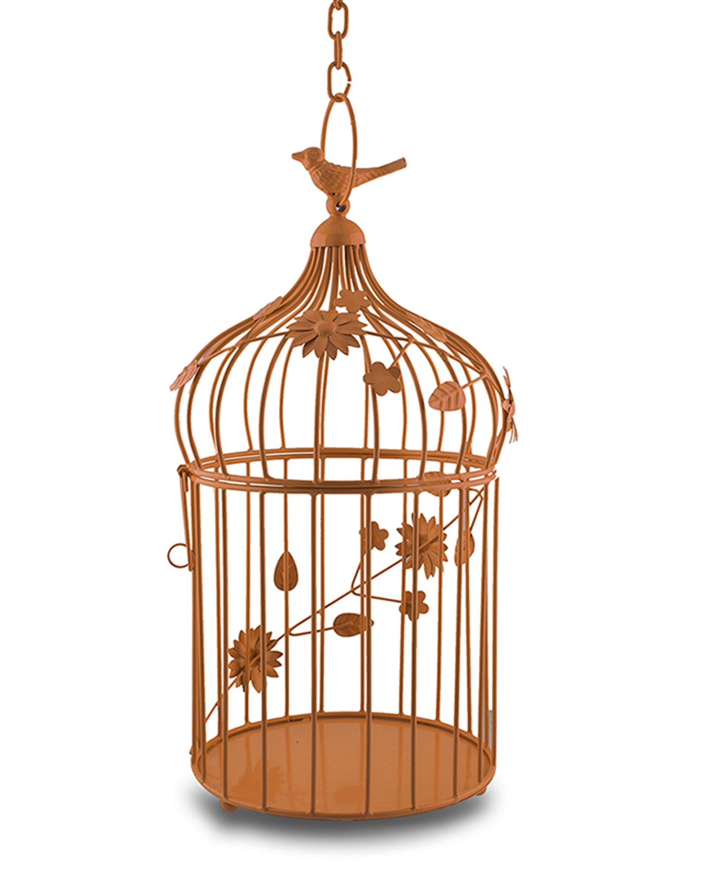Bird Cage with Floral Vine Large Single, with hanging chain