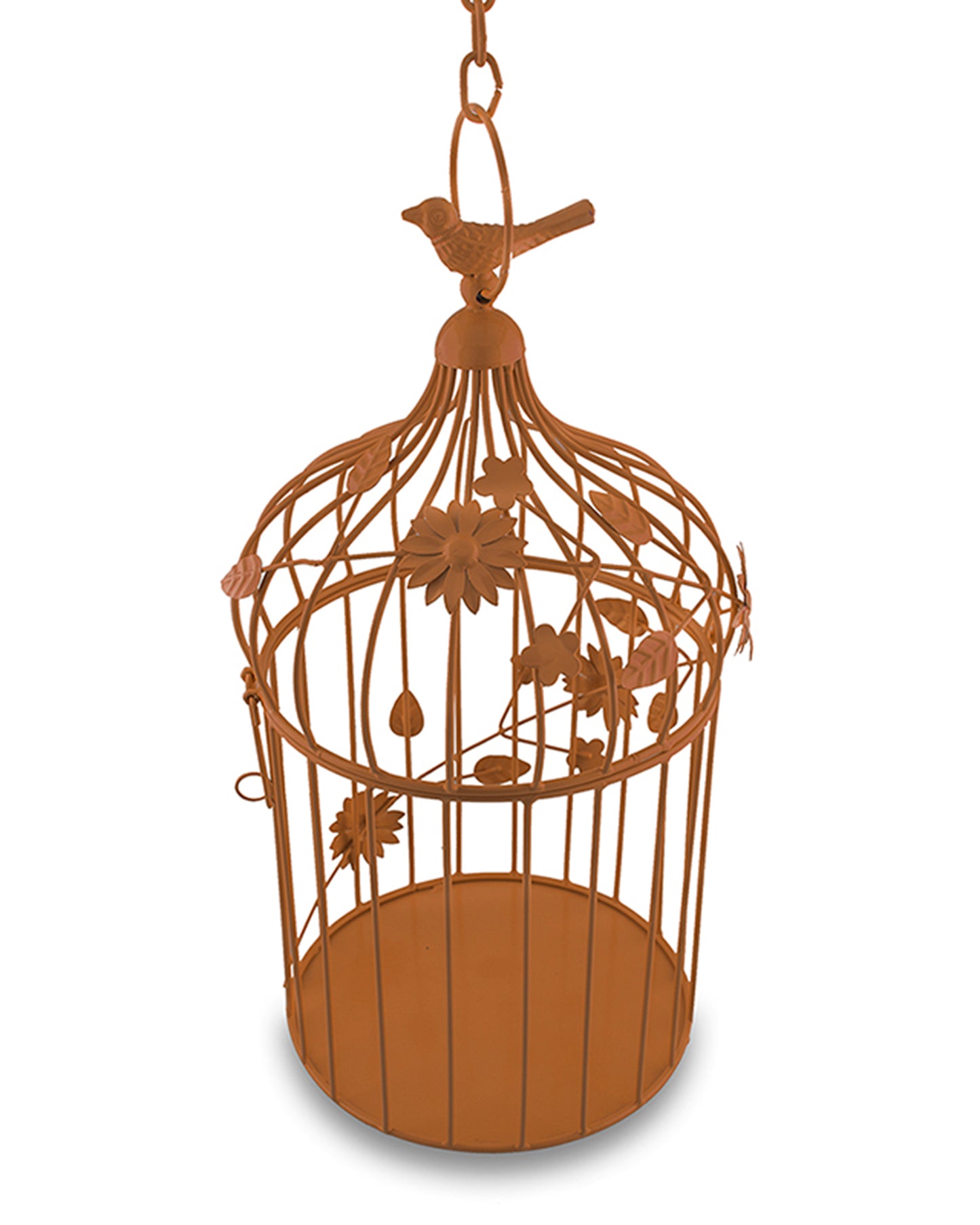 Bird Cage with Floral Vine Large Single, with hanging chain