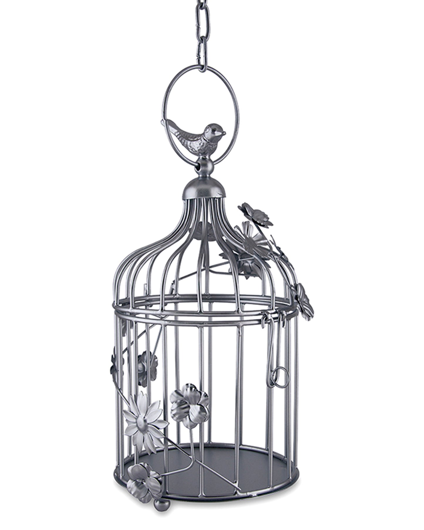 Bird Cage with Floral Vine Small Single, with hanging chain