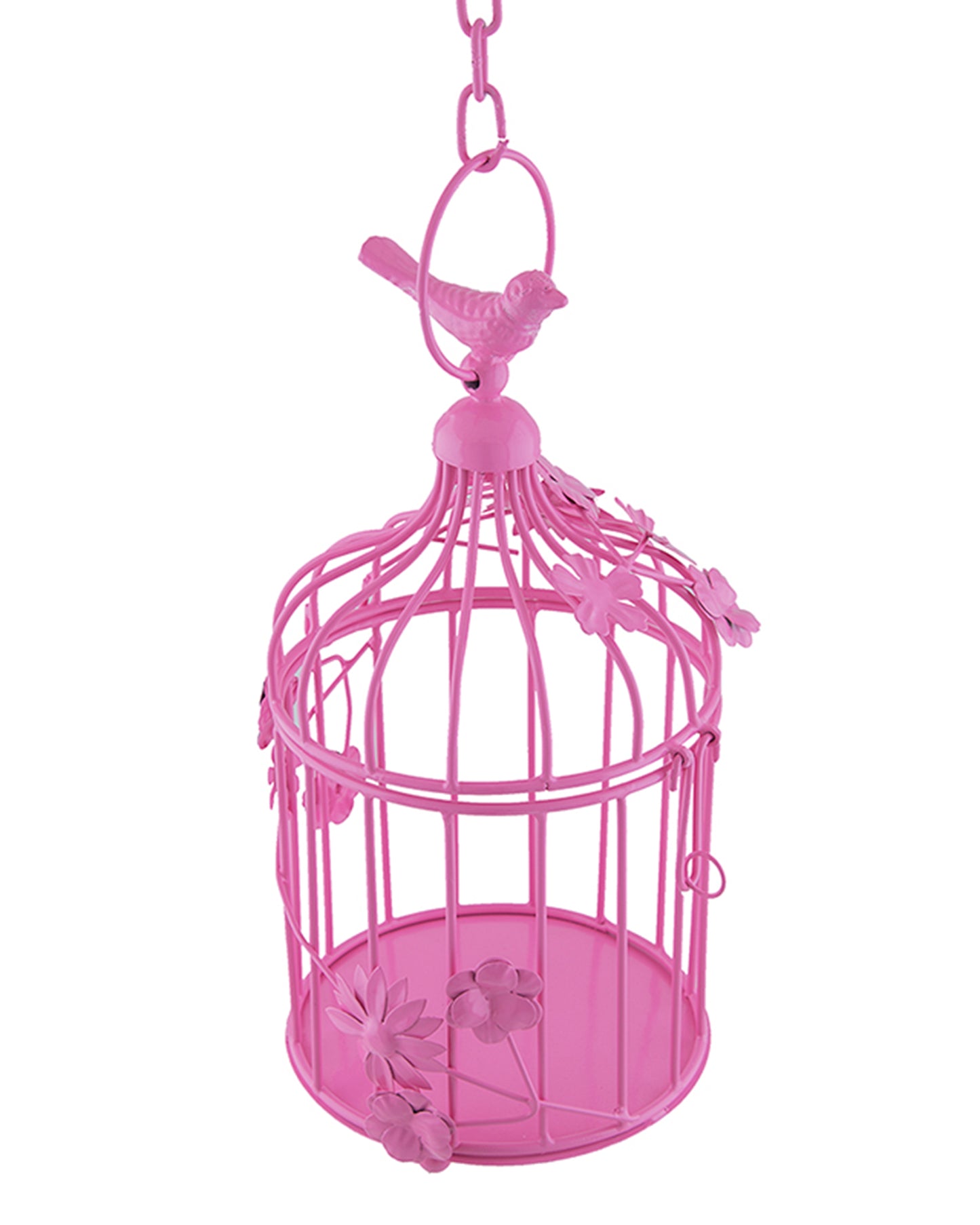 Bird Cage with Floral Vine Small Single, with hanging chain