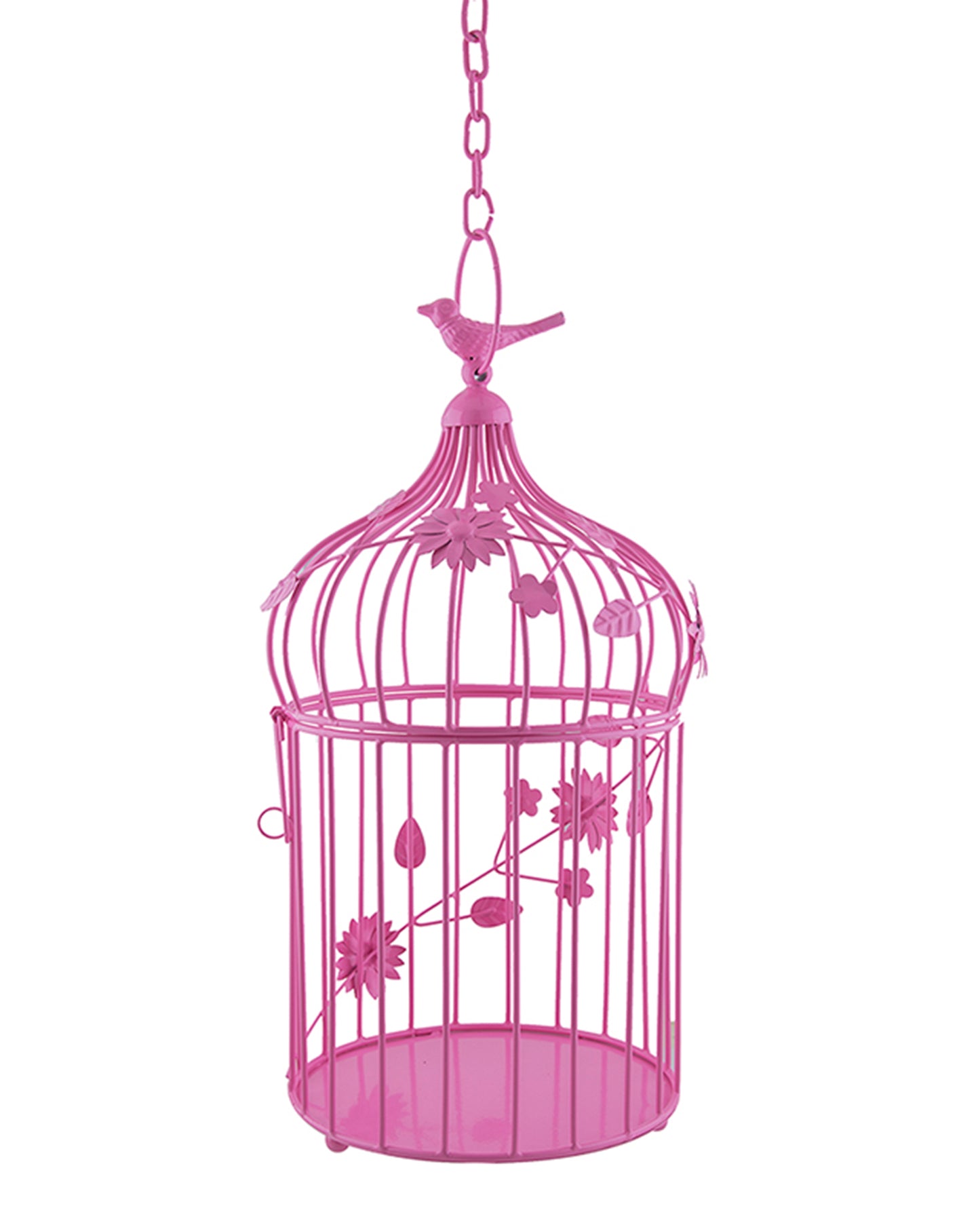 Bird Cage with Floral Vine Large Single, with hanging chain
