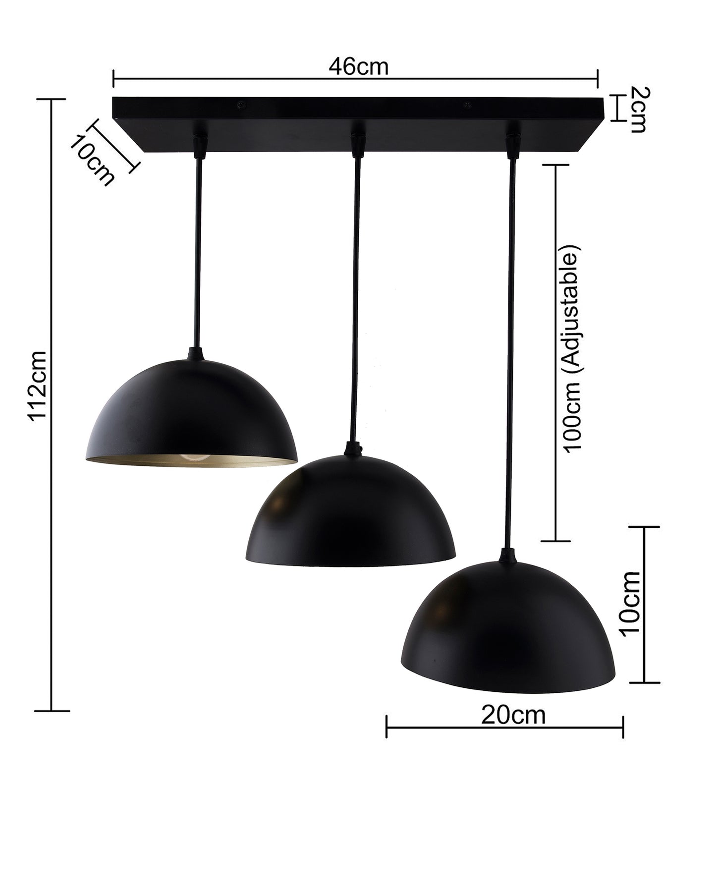 3-lights Linear Cluster Chandelier Black 8" Pendant hanging Pendant Light, kitchen area and dining room light
