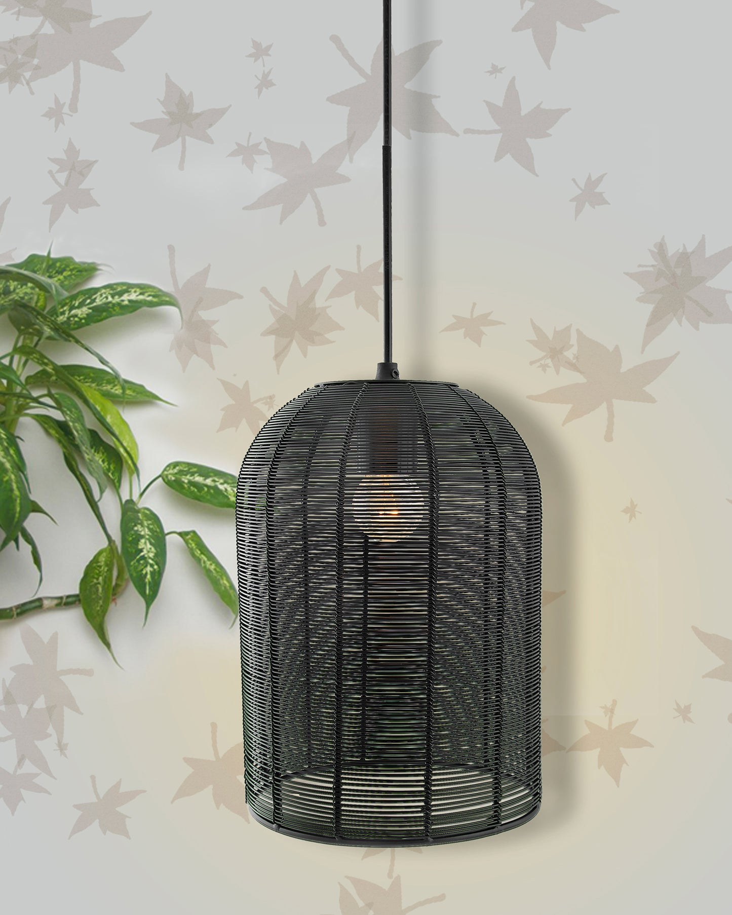 Industrial Metal Hanging Pendant Light, Wire mesh Metal Cage, Black