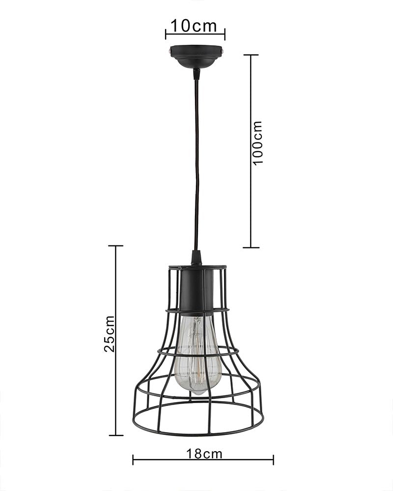 E27 Edison Vintage Black Metal Shade Hanging Light , Set of 2, Pendant Ceiling Light Lamp