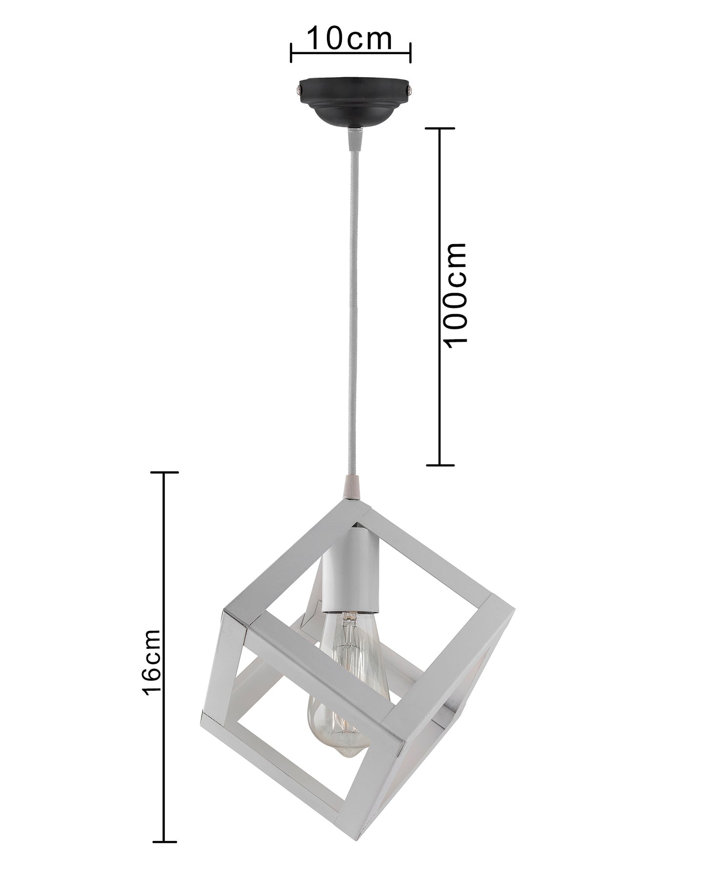 Edison Filament White Hanging Cube 6", E27 Holder, Decorative, URBAN Retro, nordic style, LED/filament bulb