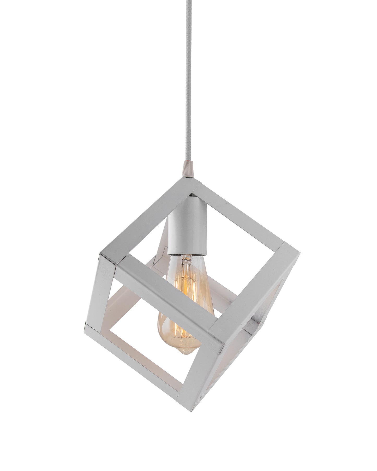 Edison Filament White Hanging Cube 6", E27 Holder, Decorative, URBAN Retro, nordic style, LED/filament bulb