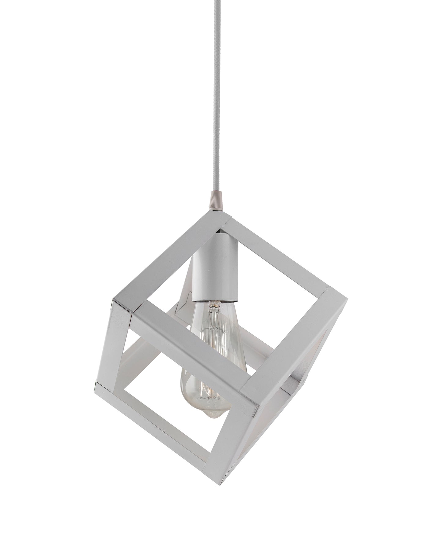 Edison Filament White Hanging Cube 6", E27 Holder, Decorative, URBAN Retro, nordic style, LED/filament bulb