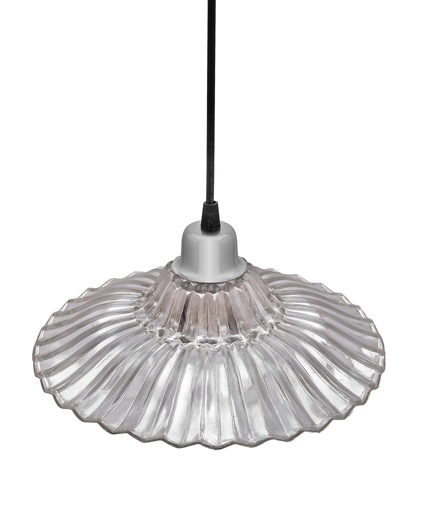 CLASSIC RIBBED Antique Silver GLASS PENDANT hanging light, E27 Nordic Glass ceiling LED/filament light