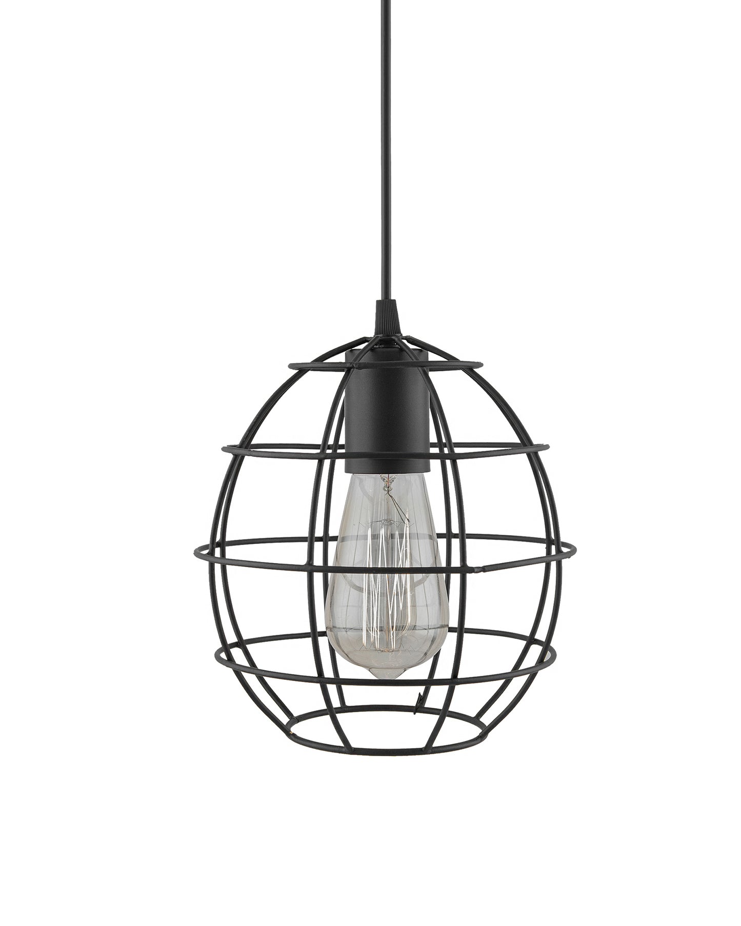 E27 Ediosn Vintage Black Metal Sphere Hanging Light, Pendant Ceiling Light Lamp