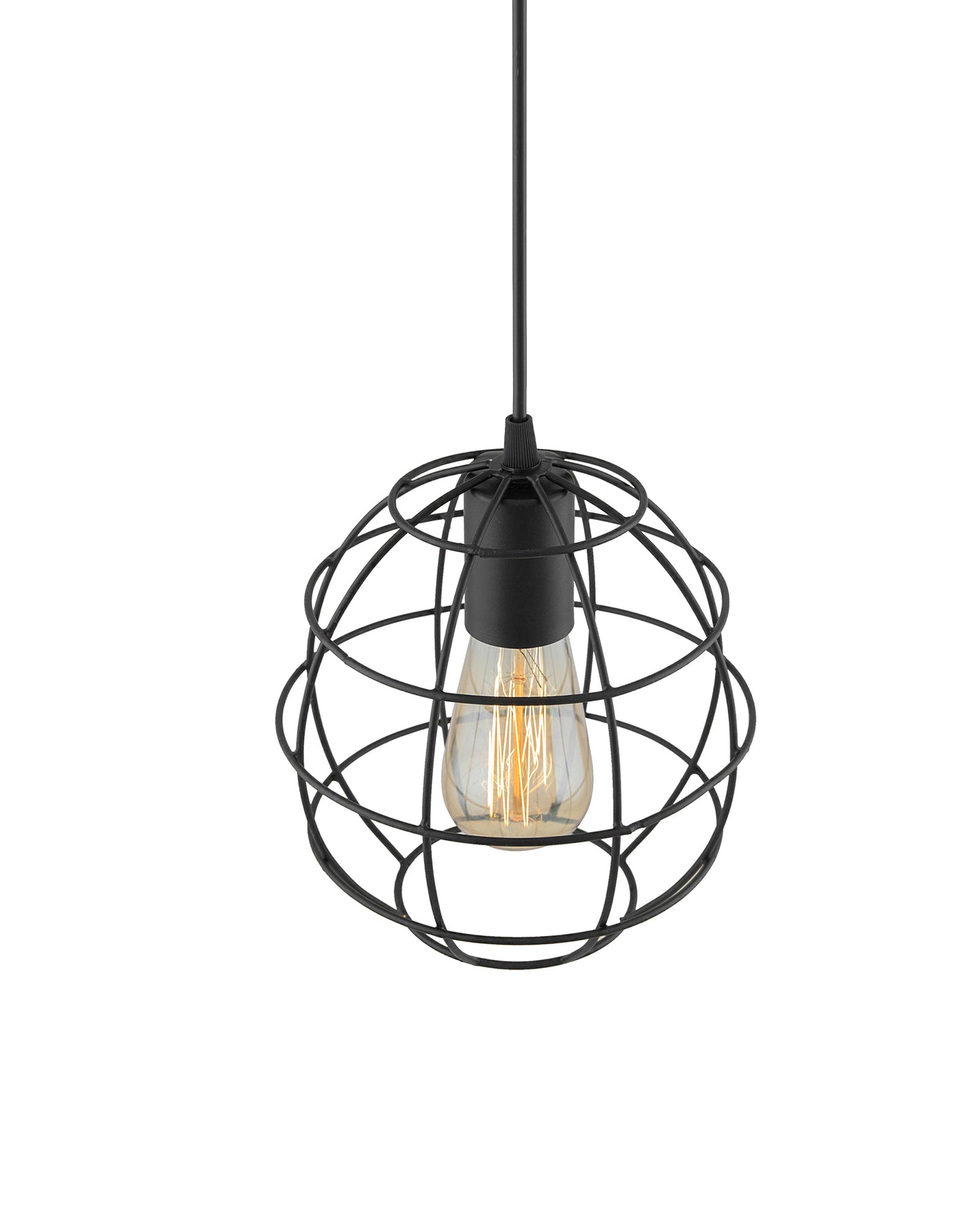 E27 Ediosn Vintage Black Metal Sphere Hanging Light, Pendant Ceiling Light Lamp