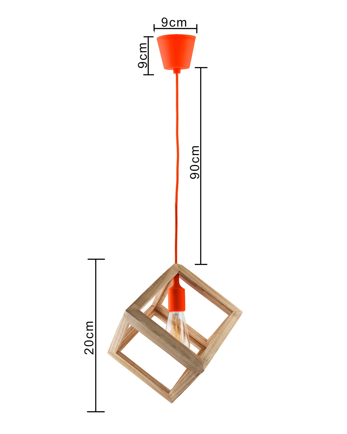 Modern Nordic Wooden Pendant Cube Light, with Silicon Holder, Restaurant Dining Kitchen Hanging Light with Fixture, LED/Filament