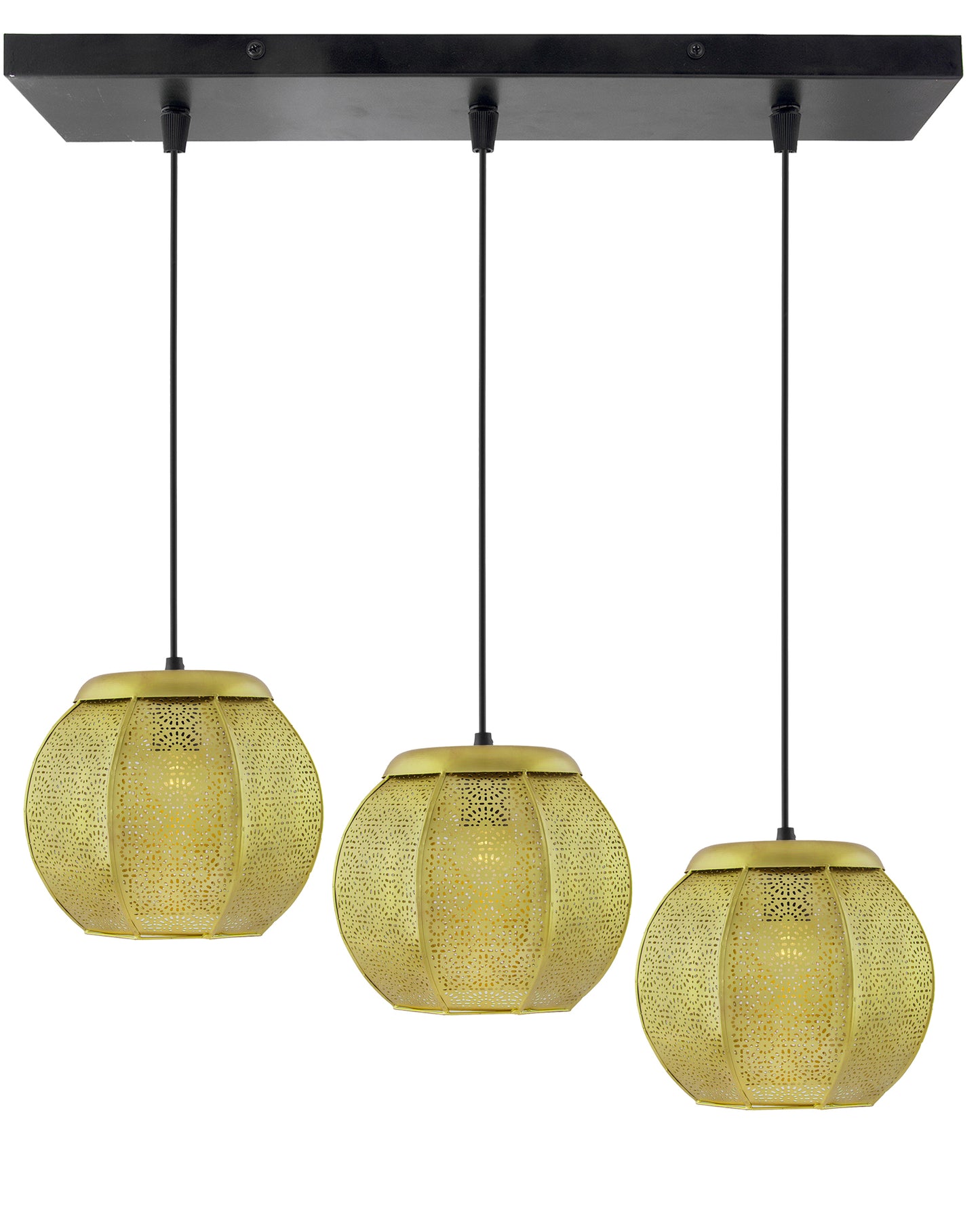 3-Lights Linear Cluster Chandelier Classic Moroccan Hanging Pendant Light, Kitchen Area and Dining Room Light, LED/Filament Light