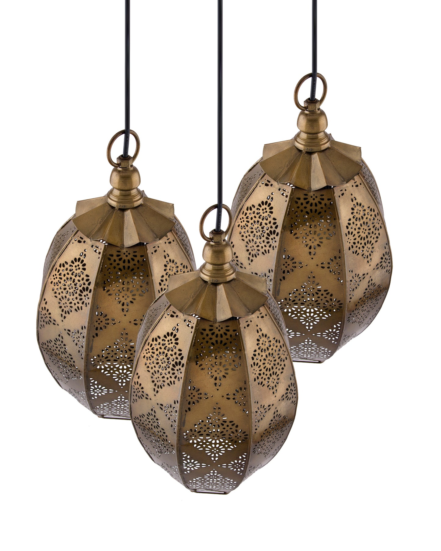 3-Lights Round Cluster Chandelier Ceiling Antique Finish Oval Moroccan Hanging Pendant Light with Braided Cord, URBAN Retro, Nordic Style, LED/Filament Bulb3-Lights c Style, LED/Filament Bulb