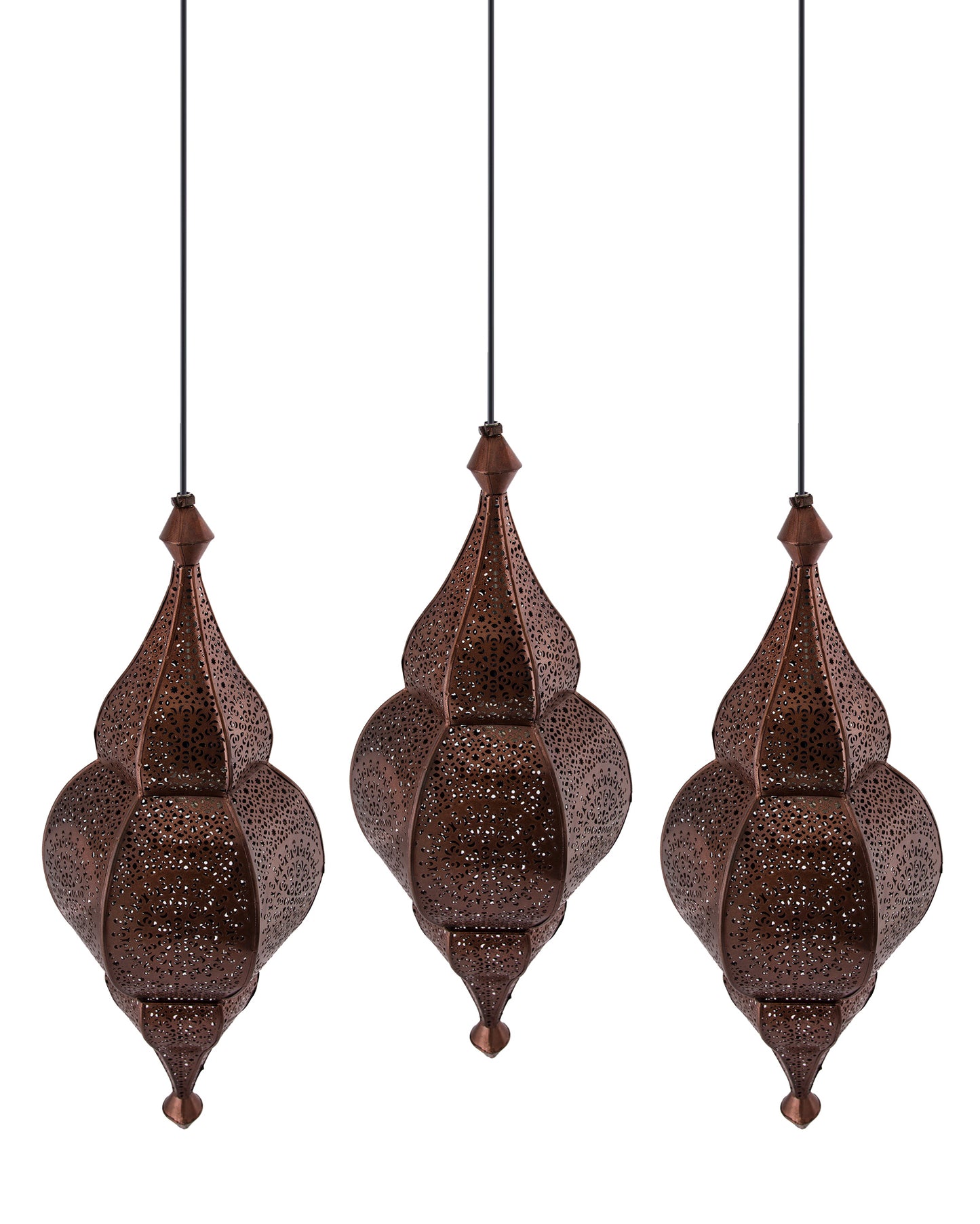 3-Lights Linear Cluster Chandelier Antique Classic Moroccan Nargis Hanging Pendant Light