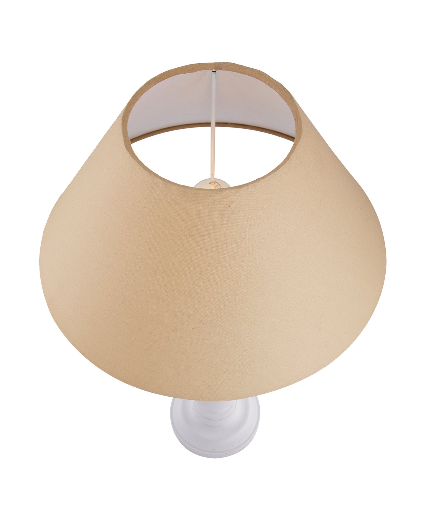 Floral Carved White Wood Table Lamp With Shade