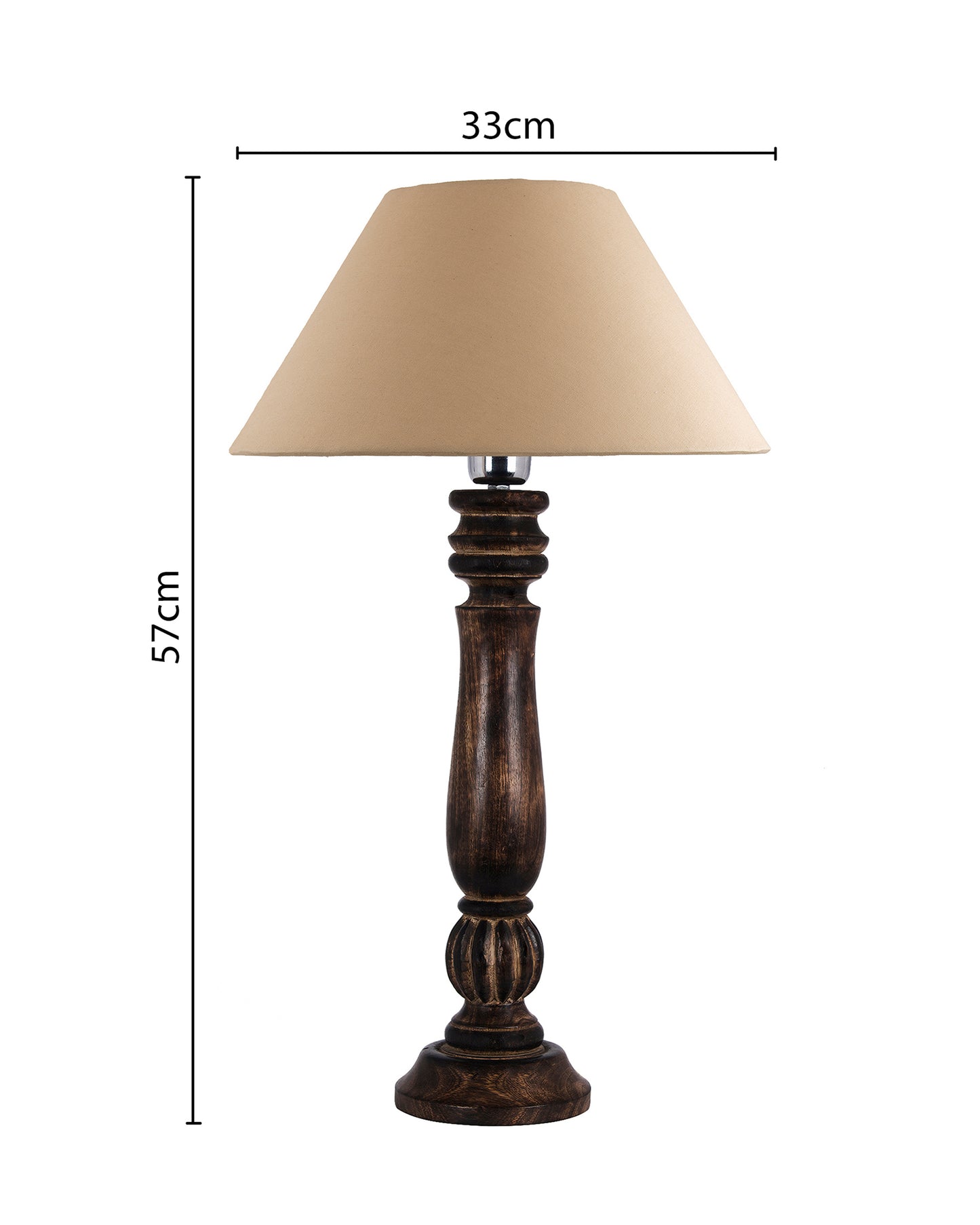 Classic Victorian Black Wood Table Lamp with Golden Shade