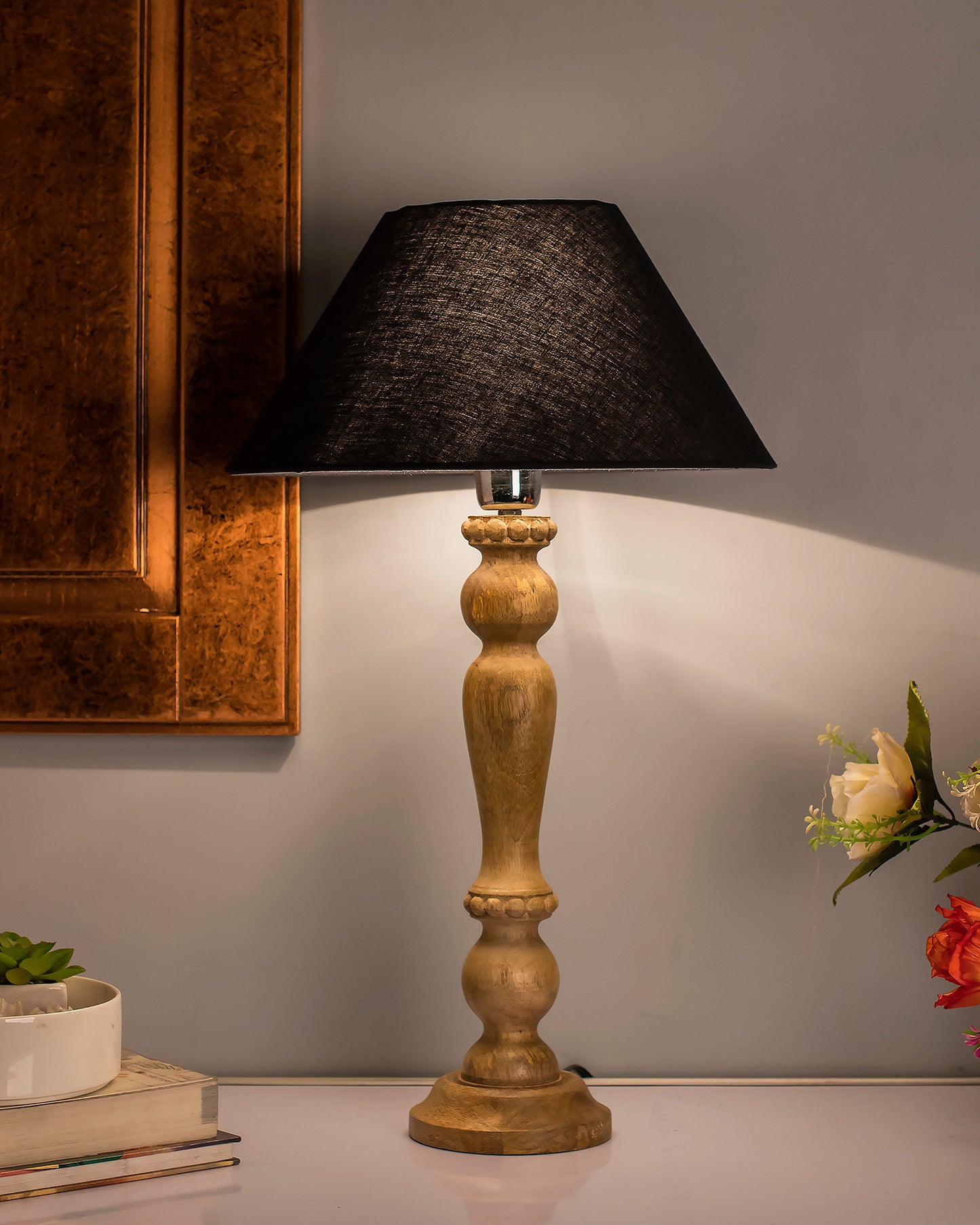 Eureka Polka Natural Wood Table Lamp With Shade