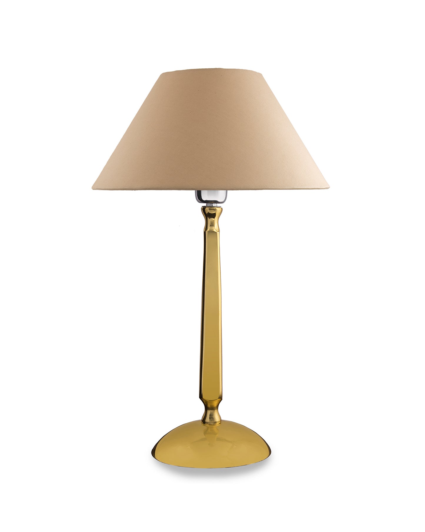 Classic Cubist Gold Brushed Lamp with Shade