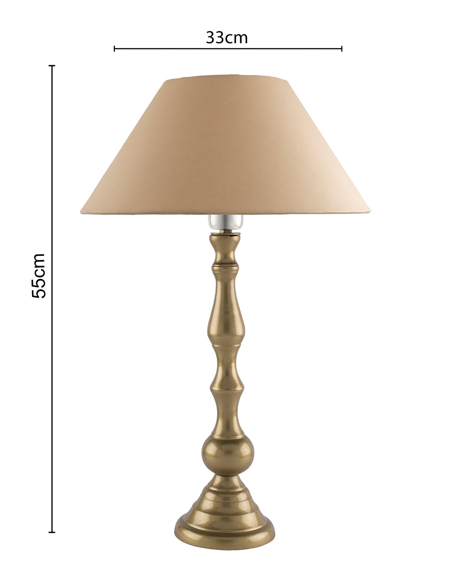 Teardrop gold brushed lamp with shade