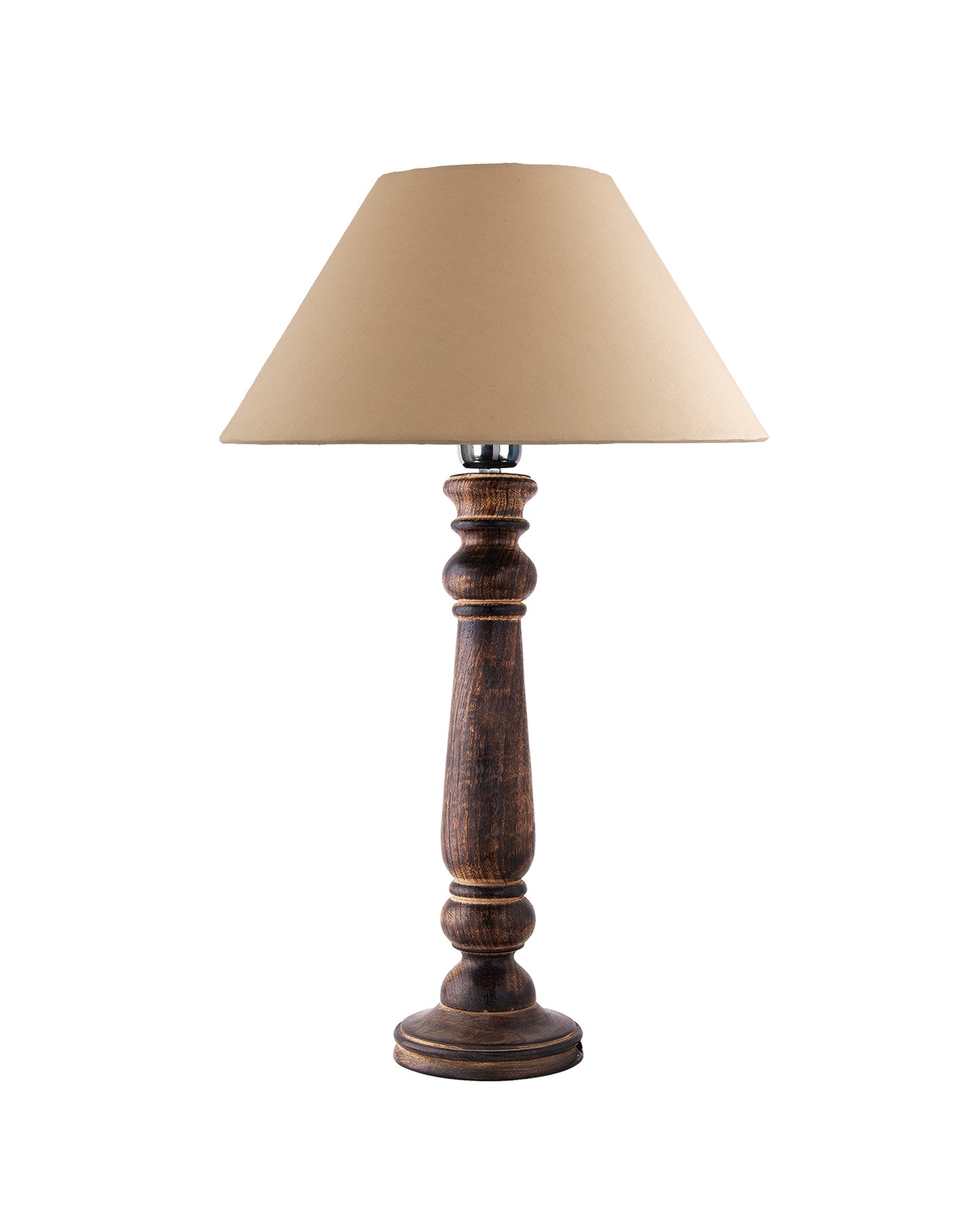 Mabel Antique Black Wood Table Lamp with Shade