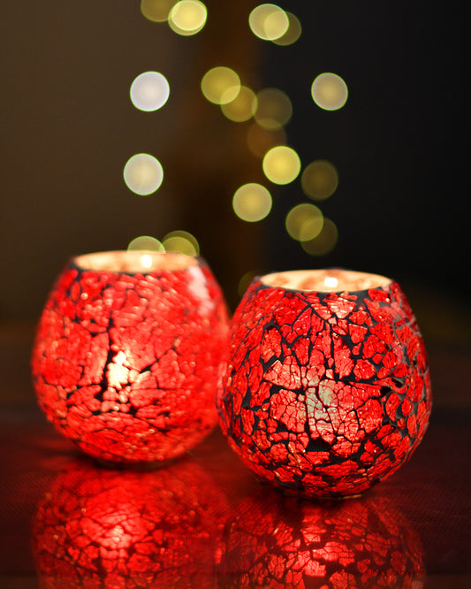 Moroccan Glass Mosaic Candle Holder, Tea Light holder Votive, Set of 2