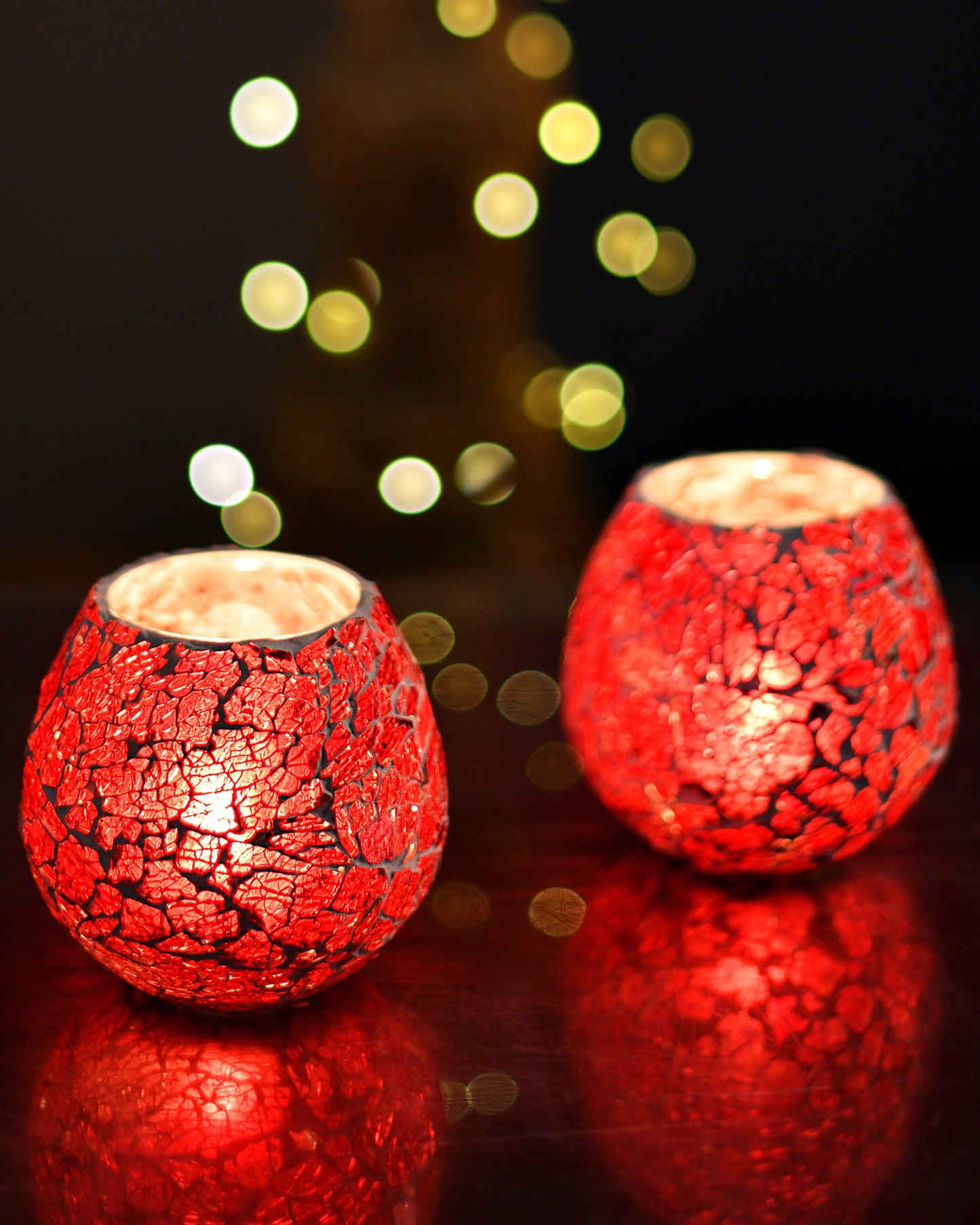 Moroccan Glass Mosaic Candle Holder, Tea Light holder Votive, Set of 2