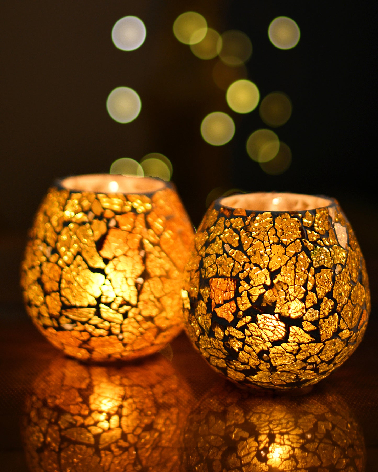 Moroccan Glass Mosaic Candle Holder, Tea Light holder Votive, Set of 2