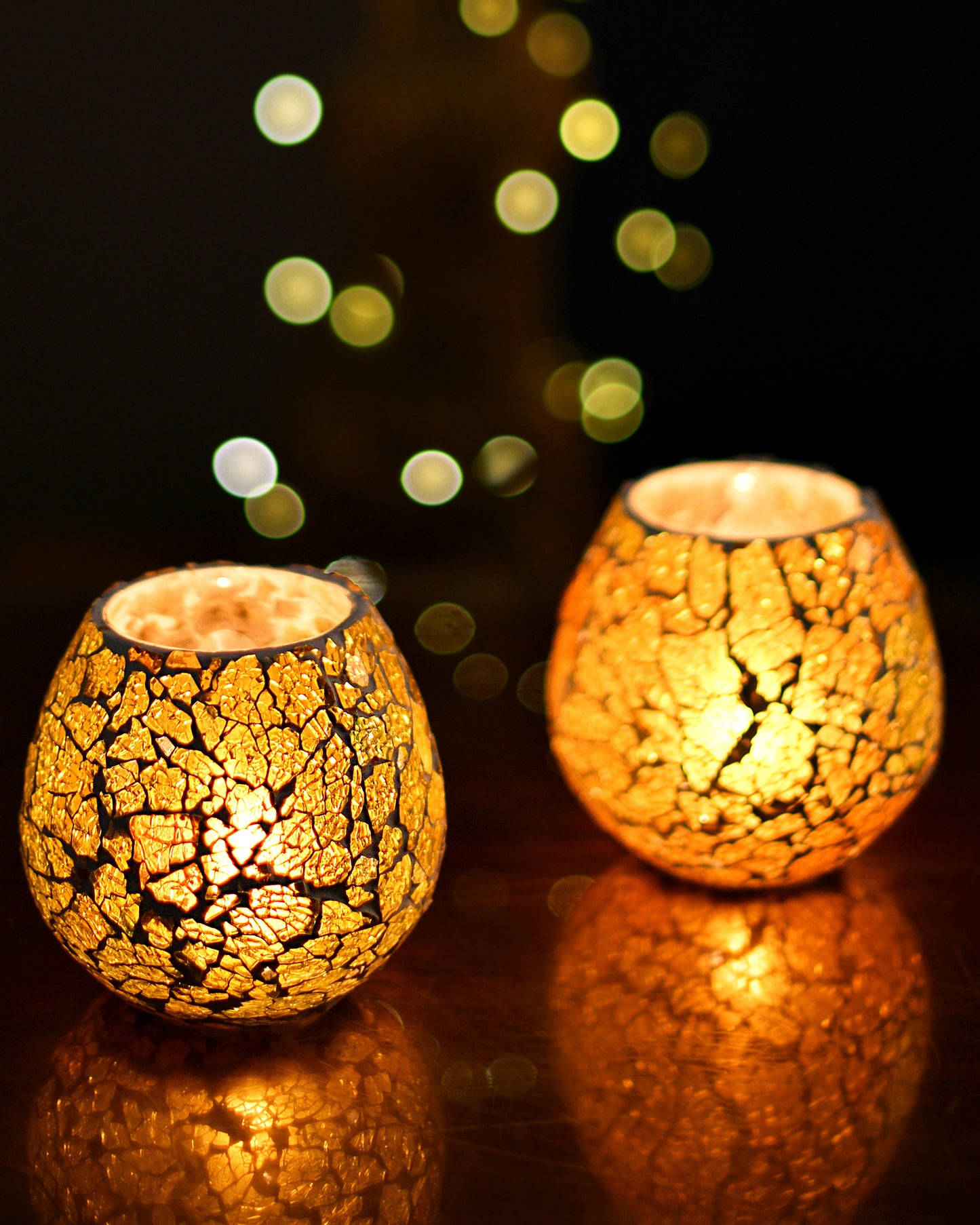 Moroccan Glass Mosaic Candle Holder, Tea Light holder Votive, Set of 2